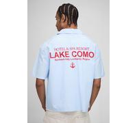Chemise oversize rayée à broderie lac de Côme homme - bleu - M, bleu