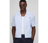 Chemise oversize rayée à broderie Saint Tropez homme - bleu - L, bleu