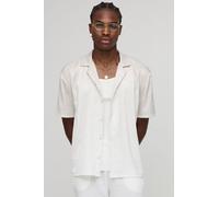 Chemise oversize satinée à imprimé monogramme homme - taupe - XL, taupe