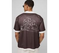 Chemise oversize satinée à imprimé palmier homme - taupe - XS, taupe