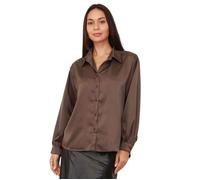 Chemise oversize satinée légèrement asymétrique.Dotée d'une patte de boutonnage à l'avant et boutons aux poignets. pour femme - S/M