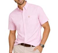 Chemise Oxford à Manches Courtes pour Homme Coupe Classique,Col boutonné et Poche.Vêtements de Vacances Chemises de Loisirs. par Janeo British Apparel. Tickle Me Pink Stripe, 3XL