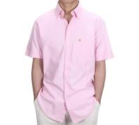 Chemise Oxford à Manches Courtes pour Homme Coupe Classique,Col boutonné et Poche.Vêtements de Vacances Chemises de Loisirs. par Janeo British Apparel. Tickle Me Pink, M