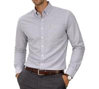 Chemise Oxford à manches longues pour hommes, Col boutonné et poche, Weekend de travail de bureau décontracté à l'anglaise. The English Oxford by Janeo British Apparel. (Plain Grey, XL)