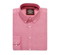 Chemise Oxford à manches longues pour hommes, Col boutonné et poche, Weekend de travail de bureau décontracté à l'anglaise. The English Oxford by Janeo British Apparel. (Plain Red, 2XL)