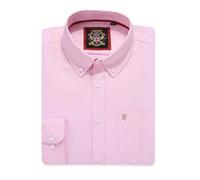Chemise Oxford à manches longues pour hommes, Col boutonné et poche, Weekend de travail de bureau décontracté à l'anglaise. The English Oxford by Janeo British Apparel. (Plain Pink, 2XL)