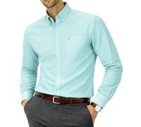Chemise Oxford à manches longues pour hommes, Col boutonné et poche, Weekend de travail de bureau décontracté à l'anglaise. The English Oxford by Janeo British Apparel. (Plain Mint, 3XL)