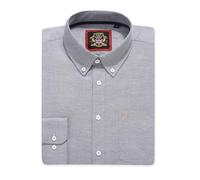 Chemise Oxford à manches longues pour hommes, Col boutonné et poche, Weekend de travail de bureau décontracté à l'anglaise. The English Oxford by Janeo British Apparel. (Plain Grey, 2XL)