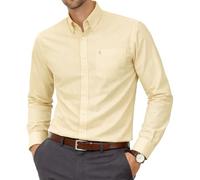Chemise Oxford à manches longues pour hommes, Col boutonné et poche, Weekend de travail de bureau décontracté à l'anglaise. The English Oxford by Janeo British Apparel. (Plain Lemon, XL)