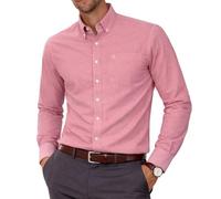 Chemise Oxford à manches longues pour hommes, Col boutonné et poche, Weekend de travail de bureau décontracté à l'anglaise. The English Oxford by Janeo British Apparel. (Plain Red, 3XL)