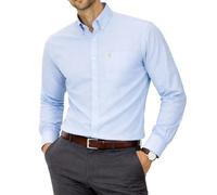 Chemise Oxford à manches longues pour hommes, Col boutonné et poche, Weekend de travail de bureau décontracté à l'anglaise. The English Oxford by Janeo British Apparel. (Plain Sky Blue, 2XL)