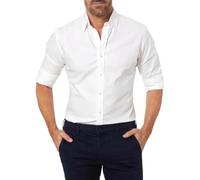 Chemise Oxford décontractée pour homme à manches longues boutonnée unie et confortable à col à bandes - Chemise respirante de couleur unie - Haut léger et extensible pour fête de mariage - Lieu