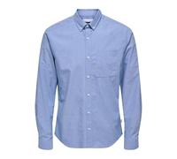 Chemise Oxford Homme ajustée à Manches Longues ONLY&SONS élégante Confortable Chemise Masculine, Couleurs:Bleu-3, Taille:M