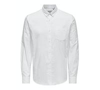 Chemise Oxford Homme ajustée à Manches Longues ONLY&SONS élégante Confortable Chemise Masculine, Couleurs:Blanc-3, Taille:M
