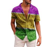 Chemise Pailletée Homme, Chemise Manche Courte Homme Coton Tenue Année 80 Chemise Flower Power Homme Chemise Motif Leopard Homme Habits Disco Homme Vetement Couleur Chemise en Cuir Homme Noir