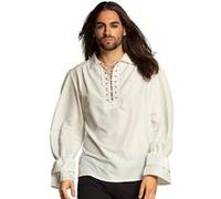 Boland - Chemise de pirate, pour homme, blanc crème, chemise de pirate, chemisier, boucanier, flibustier, voleur, médiéval, costume, carnaval, fête à thème