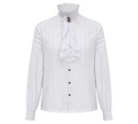Chemise Pirate Homme,Chemise Medievale Homme Chemise Victorienne Gothique Col Jabot Couleur Pure Costume Steampunk RéTro Blouse à Volants Renaissance Cosplay Vintage