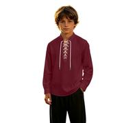 Chemise Pirate Trachten Enfant Garcon Medieval Lin Lacets | Manches Longues Costume Lacets, Medieval Ecossais Jacobit, Col Montant Chemise Detente Vintage