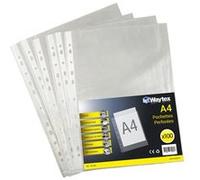 Waytex Pochettes perforées A4 transparentes grainées 50 microns – Paquet de 100