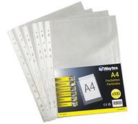 Waytex Pochettes perforées A4 931306 transparentes grainées 90 µm – Paquet de 100