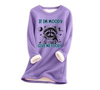 Chemise Polaire Femme Longue a la Mode Chemisier Femme Manche Longue Hiver Chaud épaisse Blouse Femme Chic Et élégant Fluide Long Grande Taille Pas Cher Large Vacances Tee Shirt (Light Purple, M)