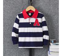 Chemise polo à manches longues simple et tout-aller pour jeune garçon, un choix décontracté et élégant, confortable et polyvalent, un favori pour les garçons en automne/hiver 6Y,7Y,4Y,5YGéométrique,Le