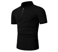 Chemise polo à quart de fermeture éclair pour hommes, pour le golf, chemises noires Bk, couleur unie d'été infini, manches courtes, décontractée pour les trajets, formelle L,M,S,XL,XS,XXLUnicoloreÉtof