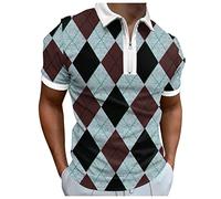 Chemise Polo Golf Homme,Hommes éTé NuméRique Impression 3D Mode Affiche Vacances Plage Fermeture éClair à Manches Courtes Chemise T-Shirt Attrayant