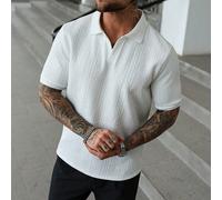 Chemise polo jacquard premium pour hommes, un cadeau à la mode pour les petits amis ou les maris. Chemise polo texturée pour hommes, blanc texturé. Articles polyvalents pour les déplacements quotidien