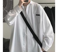 Chemise Polyester Spandex Stretch Confortable pour Étudiant | Tissu stretch 96% polyester 4% spandex, grande liberté de mouvement, confort toute la journée(White XL)