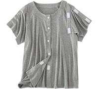 Chemise Postopératoire Entièrement Ouverte Sur Le Devant For Femme, Ouvertures Latérales Et Manches Réglables For La Récupération Des Blessures Au Bras, Haut Doux Extensible(Men Grey,XX-Large)