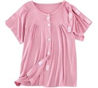 Chemise Postopératoire Entièrement Ouverte Sur Le Devant For Femme, Ouvertures Latérales Et Manches Réglables For La Récupération Des Blessures Au Bras, Haut Doux Extensible(Women Pink,Large)
