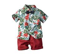 Chemise pour bébé garçon et tout-petit enfant bébé garçon Père Noël Deer imprimé T-shirt à manches courtes Short rouge Gentleman Costume de Noël Ensemble de 2 tenues de handball Cadeaux, Verre à vin,