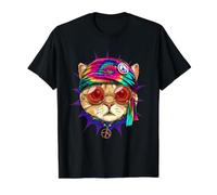 Chemise pour Chat Hippie psychédélique avec Signe de Paix pour Amoureux des Chats T-Shirt Graphique avec Valeur