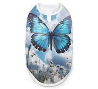 Chemise pour chien à motif papillon bleu et nuages - Séchage rapide - Respirant - Doux et extensible - Sans manches - L