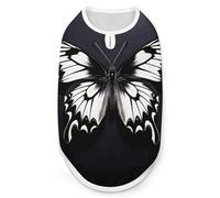 Chemise pour chien à motif papillon noir et blanc à séchage rapide - T-shirt doux et extensible sans manches - M