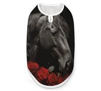 Chemise pour chien cheval noir sur fond de roses rouges T-shirt respirant à séchage rapide pour animal domestique T-shirt doux extensible sans manches pour chien XL