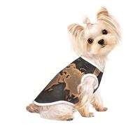 Chemise pour chien de petite taille avec imprimé carte du monde rouille - T-shirt extensible léger sans manches rayé