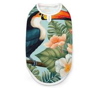 Chemise pour chien et chat avec fleur tropicale et oiseau de petite et moyenne taille, tissu doux extensible et protection UV, vêtements toutes saisons pour la promenade