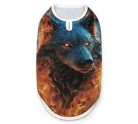 Chemise pour chien et chat avec tête de loup dans des flammes bleues, gilet respirant sans manches, tissu doux extensible et protection UV, vêtements toutes saisons pour la promenade