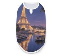Chemise pour chien et chat avec vue nocturne de la Tour Eiffel à Paris pour petite et moyenne taille, tissu extensible doux et protection UV, vêtements toutes saisons pour la promenade