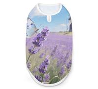 Chemise pour chien et chat de petite et moyenne taille, motif papillons tombant sur les fleurs, tissu doux extensible et protection UV, vêtements toutes saisons pour la promenade
