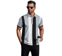 Chemise pour Homme à Col Chemisier et Rayures Vintage - Style Décontracté Cintré pour Golf (FR/ES, Alpha/Lettres, L, Taille Normale, Taille Normale, modèle05)