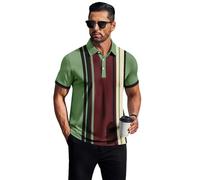 Chemise pour Homme à Col Chemisier et Rayures Vintage - Style Décontracté Cintré pour Golf (FR/ES, Alpha/Lettres, M, Taille Normale, Taille Normale, modèle14)