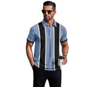 Chemise pour Homme à Col Chemisier et Rayures Vintage - Style Décontracté Cintré pour Golf (FR/ES, Alpha/Lettres, L, Taille Normale, Taille Normale, modèle15)