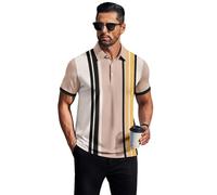 Chemise pour Homme à Col Chemisier et Rayures Vintage - Style Décontracté Cintré pour Golf (FR/ES, Alpha/Lettres, TG, Taille Normale, Taille Normale, modèle12)