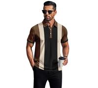 Chemise pour Homme à Col Chemisier et Rayures Vintage - Style Décontracté Cintré pour Golf (FR/ES, Alpha/Lettres, M, Taille Normale, Taille Normale, modèle11)