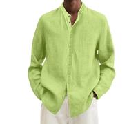 Chemise pour homme en coton et lin pour homme, coupe ajustée, haut blanc à manches longues, haut de plage blanc, t-shirt en coton coupe ample, t-shirt à manches longues, lot de vêtements d'affaires