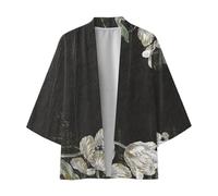Chemise pour homme traditionnelle japonaise - Manteau kimono en coton décontracté - Manches 3/4 - Ouvert - Cardigan vintage - Chemise pour homme - Rétro imprimé - Hanfu - Hauts Harajuku - Motif