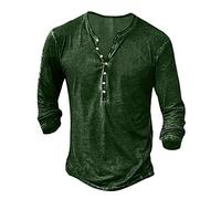 Chemise pour homme vintage aztèque à manches longues Henley - Imprimé 3D - Décontracté - Léger - Col en V - Col en V - Décontracté - Ample, Chemises Henley Vintage pour homme Vert, L